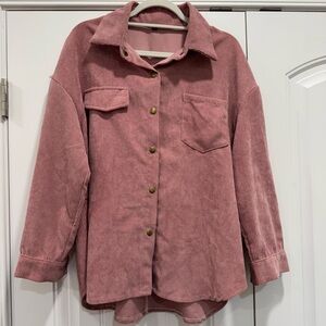 Pink Corduroy Button-Up Shirt/Jacket